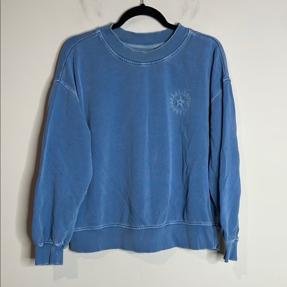 L Space | Women’s Blue Well Worn Distressed Crewneck Sweatshirt Size XS - Picture 1 of 8